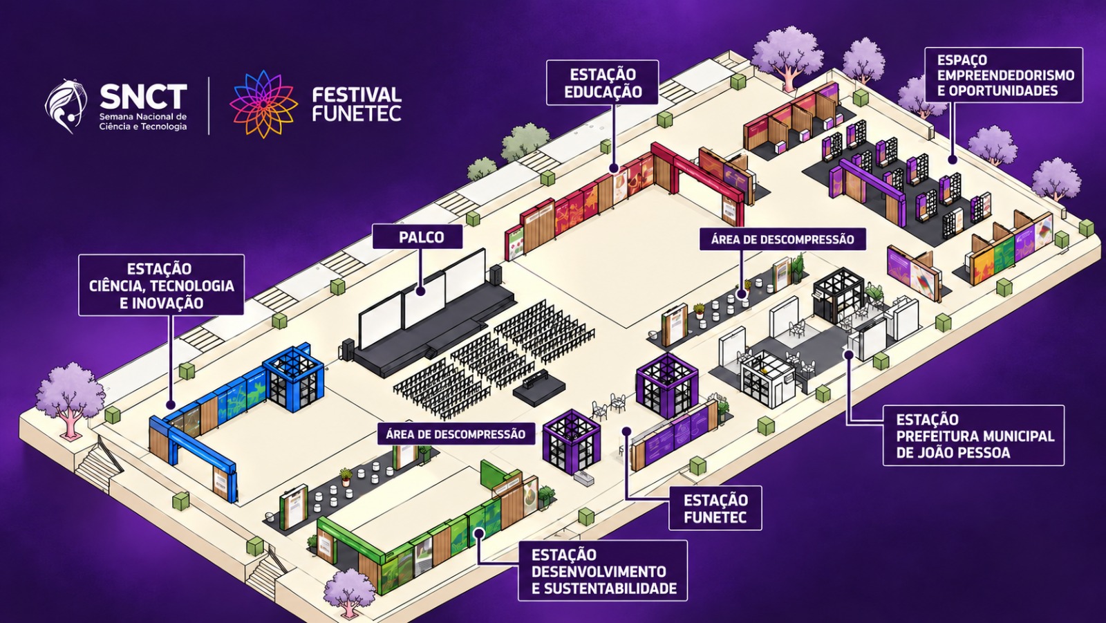 Mapa do Festival Funetec e SNCT 2026